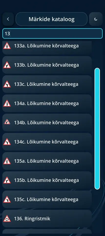Road Signs EE otsitav liiklusmärkide kataloog